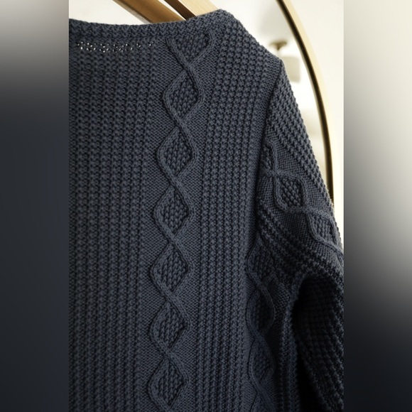100% Cotton Navy Cable Knit Sweater - Picture 3 of 5
